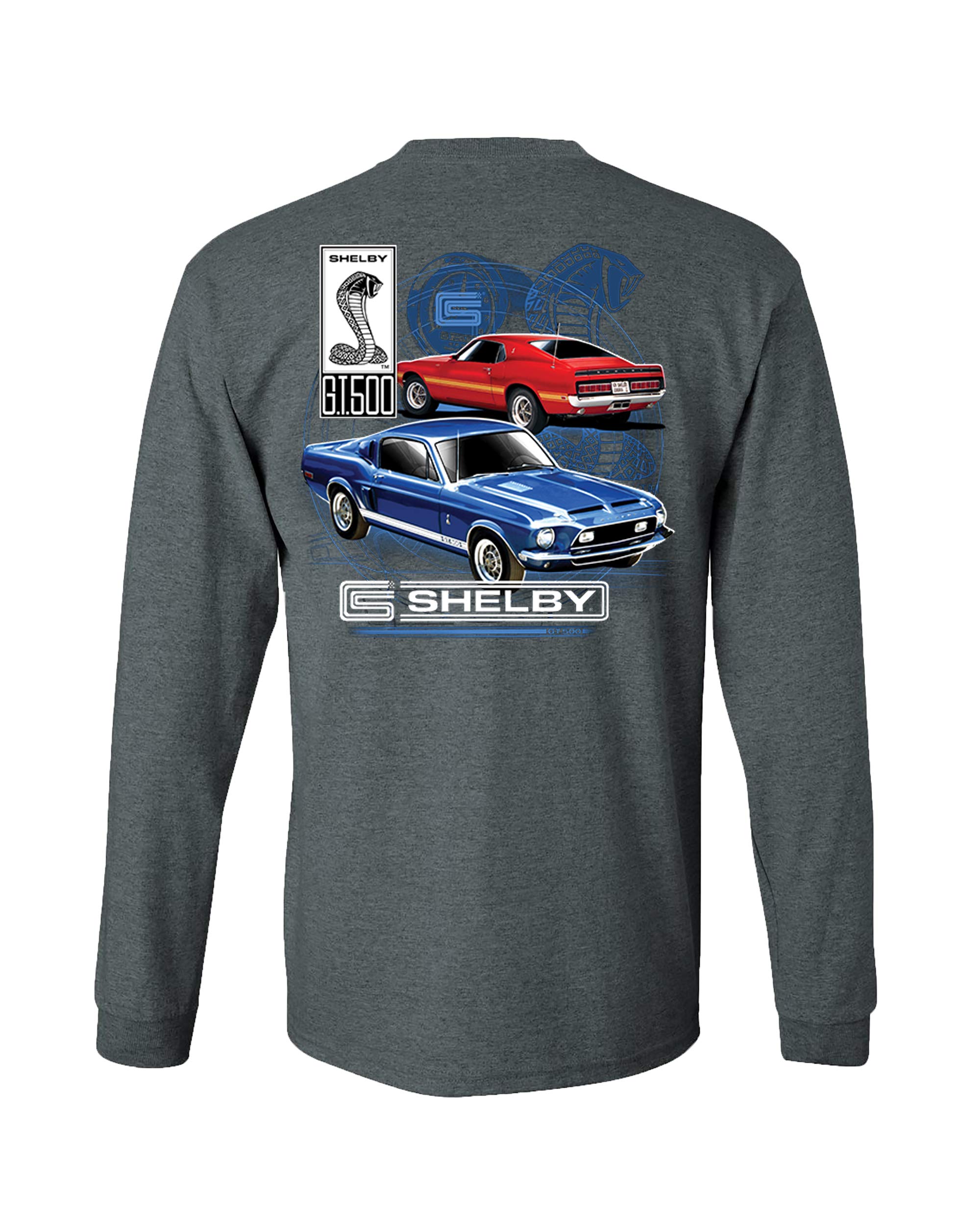 Ford Mustang Shelby GT 500 Men's Long Sleeve T-Shirt - Black Performance Cotton Shirt for Car Enthusiasts & Racing Fans - Perfect for Car Shows, Casual Wear & Gifts