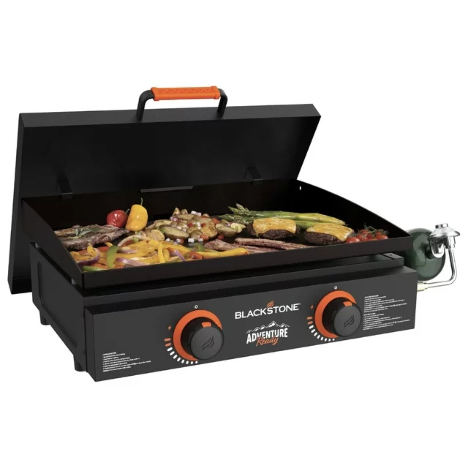 Blackstone Adventure Ready 2 Burner 22-Inch Propane Griddle - Portable Outdoor Cooking Grill for Camping, Backyard BBQs & Tailgating - Easy to Use Black Gas Griddle with Even Heat Distribution