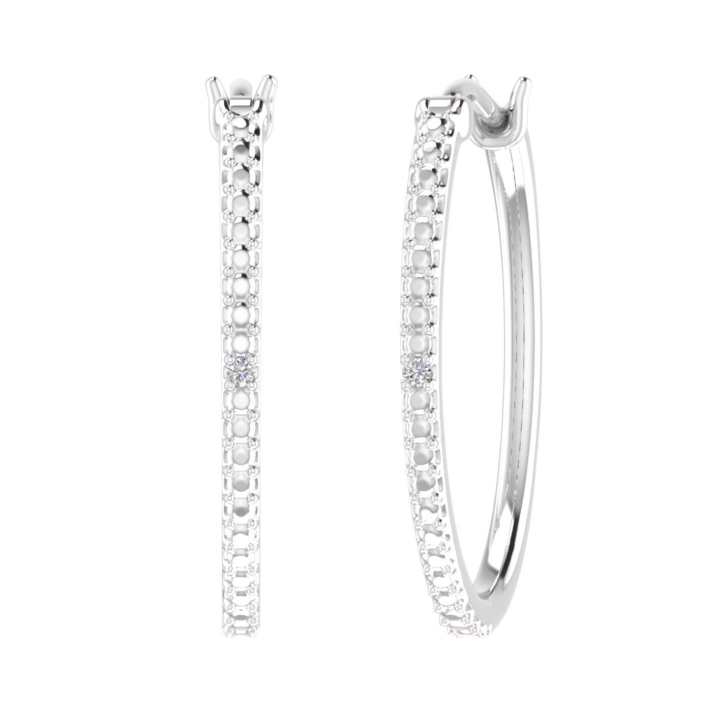 925 Sterling Silver or 18K Gold Plated Diamond Hoop Earrings - 0.02 Carat Genuine Diamond Studs for Women, Perfect for Everyday Wear, Parties & Special Occasions