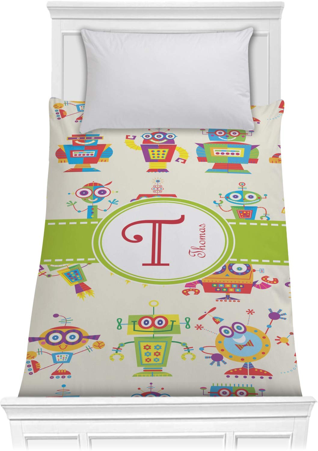 Personalized Rocking Robots Comforter - Twin XL Size Soft Bedding Set for Kids & Teens | Perfect for Nursery, Bedroom Decor & Gift Giving