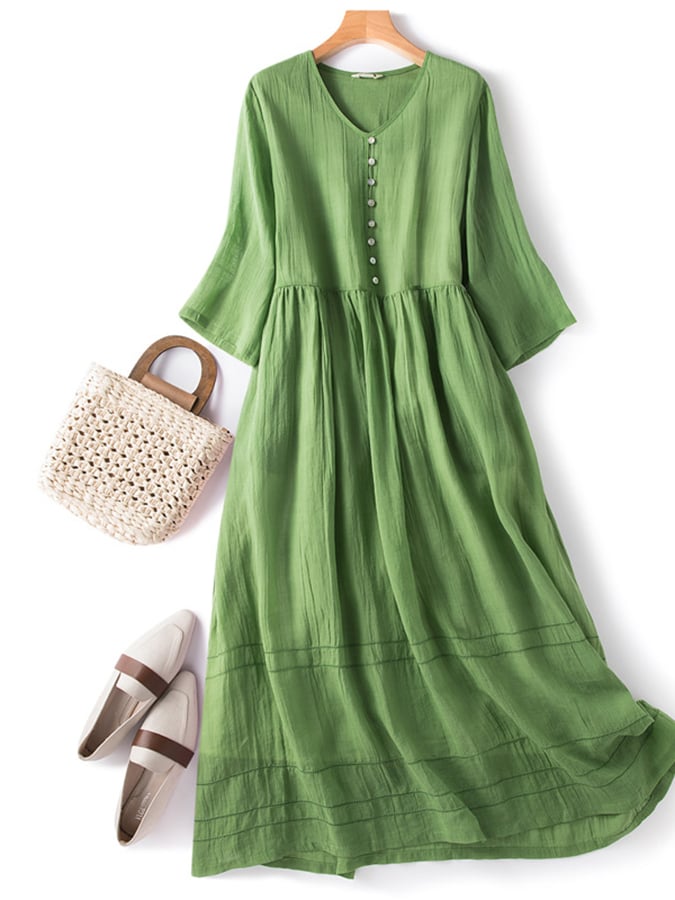 Lovevop Women's Cotton Linen Blend Double Layer Lined Casual Summer Dress - Perfect for Beach Vacations, Brunch Dates & Everyday Wear