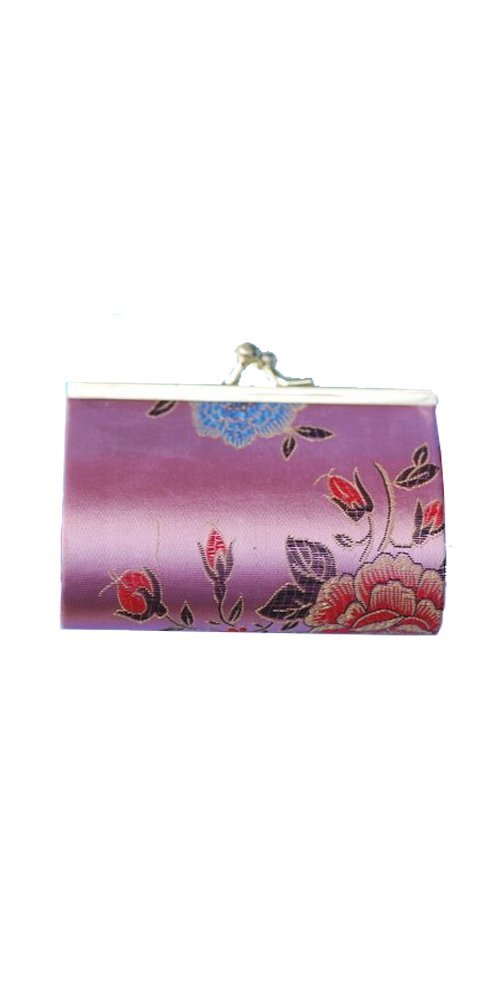 Elegant Pink Blossom Brocade Wallet & Makeup Pouch for Women - Perfect for Travel, Parties & Everyday Use