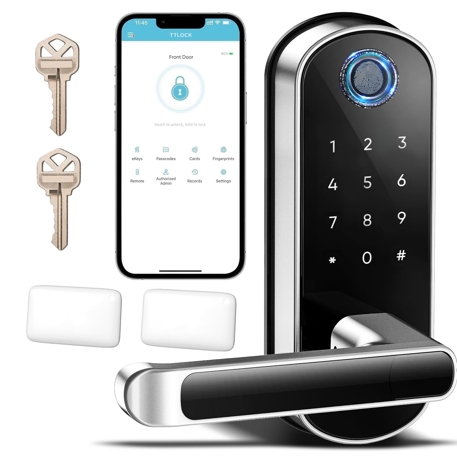 Smart Electronic Door Lock with Fingerprint & Keypad - Keyless Entry Handle for Home Security - Perfect for Apartments, Offices & Vacation Rentals