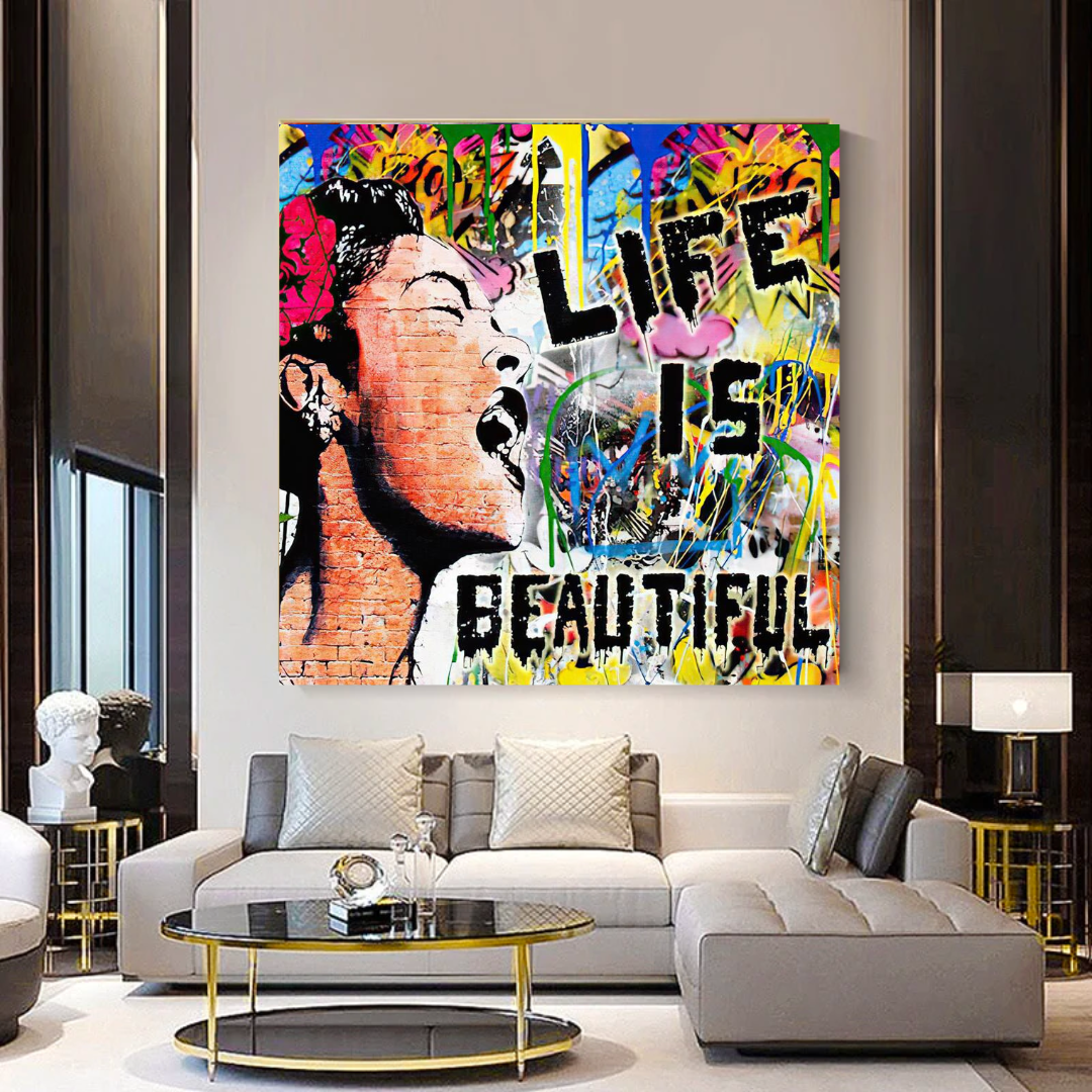 Banksy Life is Beautiful Art Print - Unique Street Art Wall Decor for Home & Office - Perfect Gift for Art Lovers & Urban Culture Enthusiasts