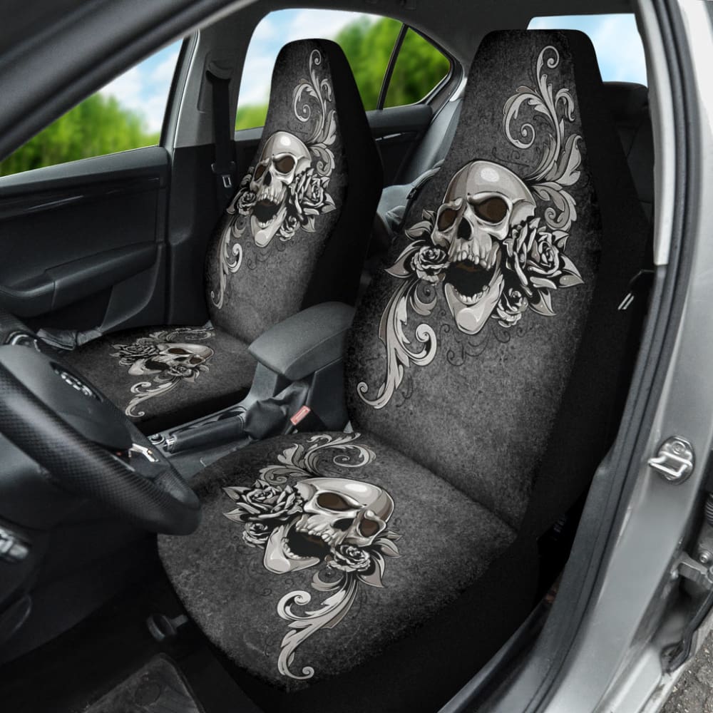 Floral Skull Car Seat Covers - Custom Design for Unique Style | Perfect Gift for Car Enthusiasts & Gothic Lovers | Durable Protection for Seats