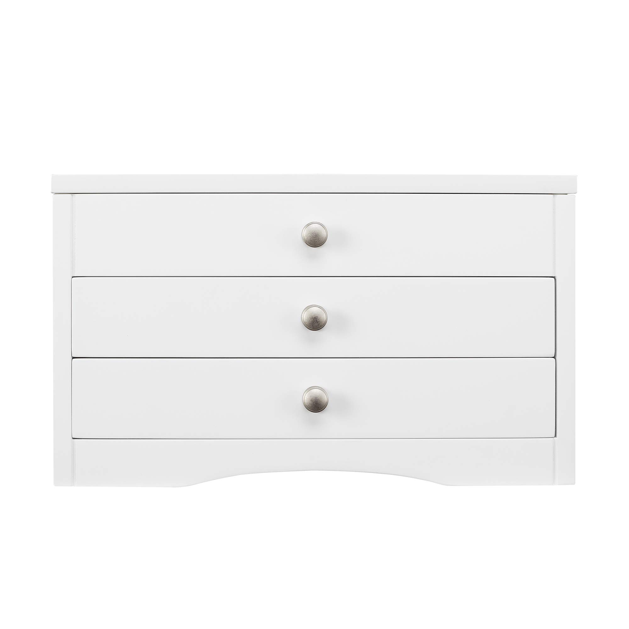 Elegant White Lift Top Jewelry Box with Mirror - Perfect for Organizing Necklaces, Rings & Earrings - Ideal for Bedroom Vanity, Dresser & Travel