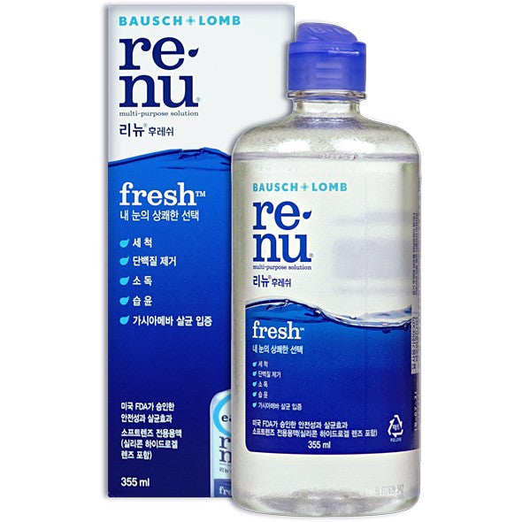 ReNu Fresh Multi-Purpose Contact Lens Solution 12oz (355ml) – Safe & Gentle Cleaning for Daily Wear, Extended Use & Sensitive Eyes – Ideal for Travel, Work & Active Lifestyles