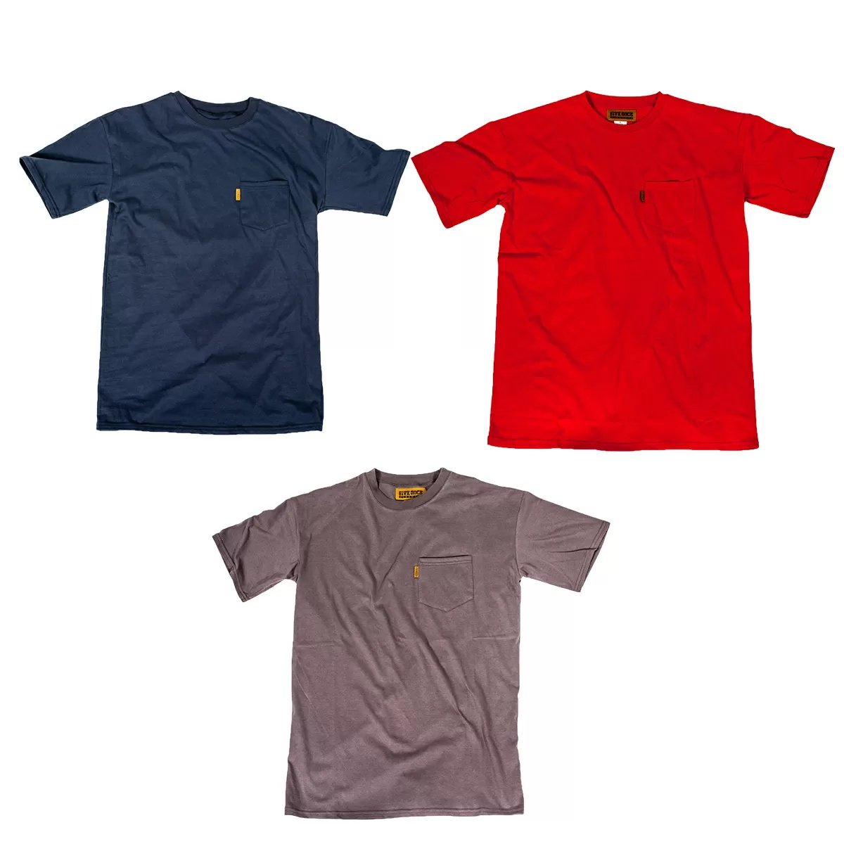 FIVE ROCK® Men's Casual Short Sleeve Pocket T-Shirt - Comfortable Cotton Tee for Everyday Wear, Work & Outdoor Activities