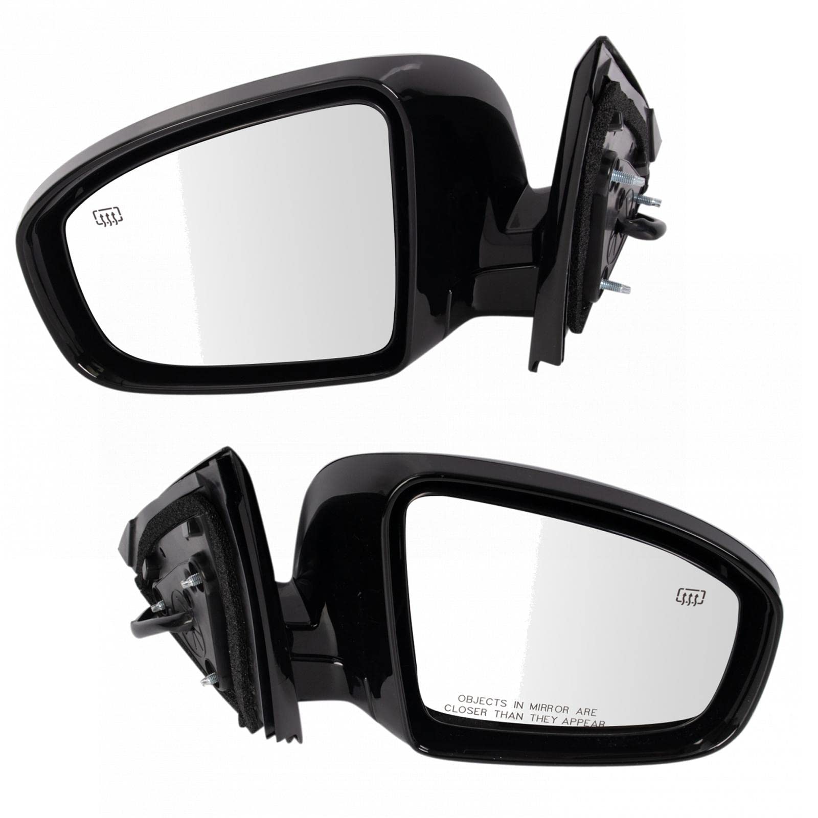 Heated Power Memory Mirrors - Smooth Black Pair Set for 2013 Nissan Pathfinder SL | Side View Replacement & Winter Driving Safety Upgrade