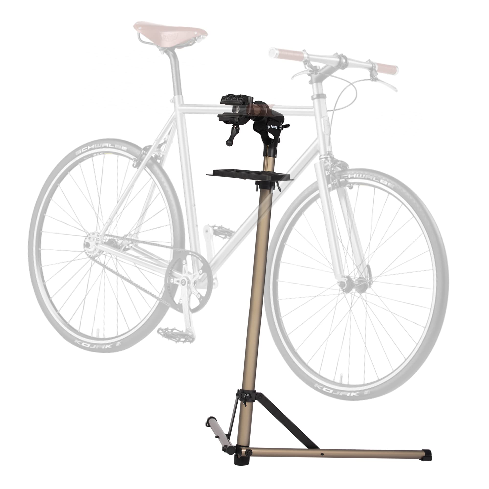 CARSTY Adjustable Height Bike Repair Stand - Heavy Duty Folding Bike Workstand for MTB & Road Bikes, Home & Shop Use with Tool Tray (Supports 60 lbs) - Perfect for Bike Maintenance, Tune-ups & Storage