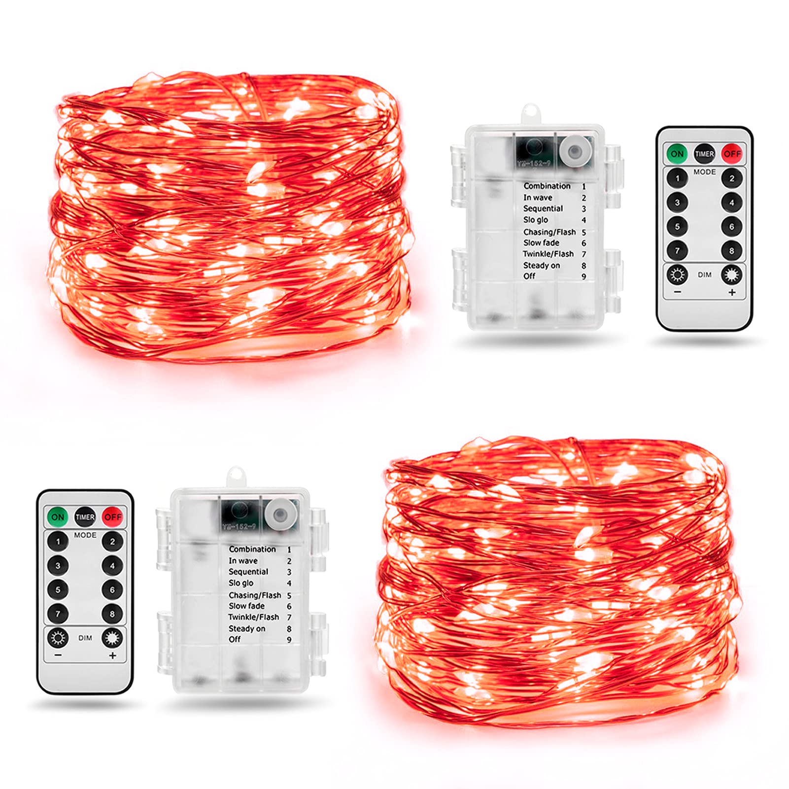 LED Halloween String Lights - 16ft 50LED Remote Control Fairy Lights for Bedroom, Wedding, Party Decor