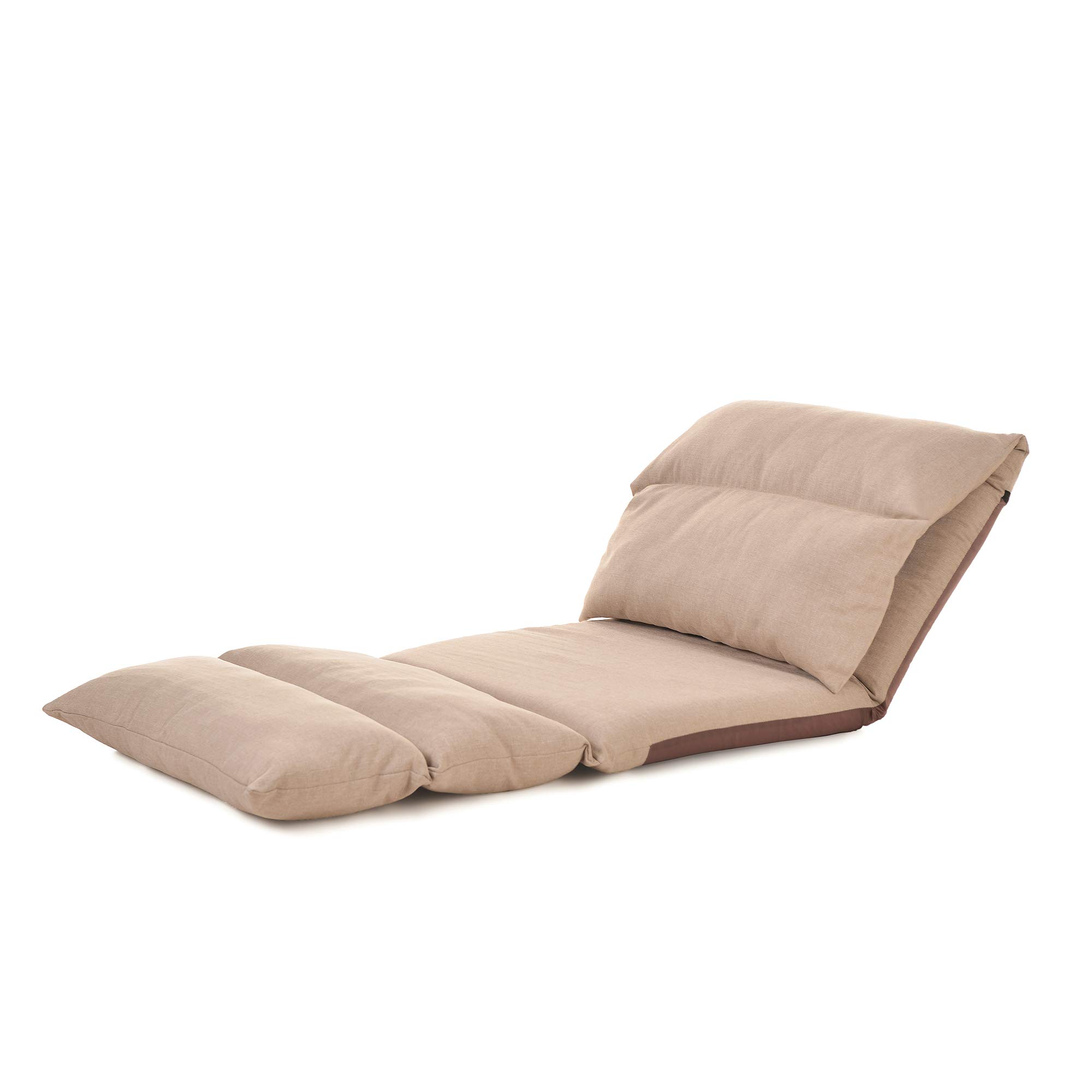 Koreyosh Folding Lazy Sofa Chair - Comfortable & Durable Floor Lounger for Living Room, Bedroom, or Dorm - Beige
