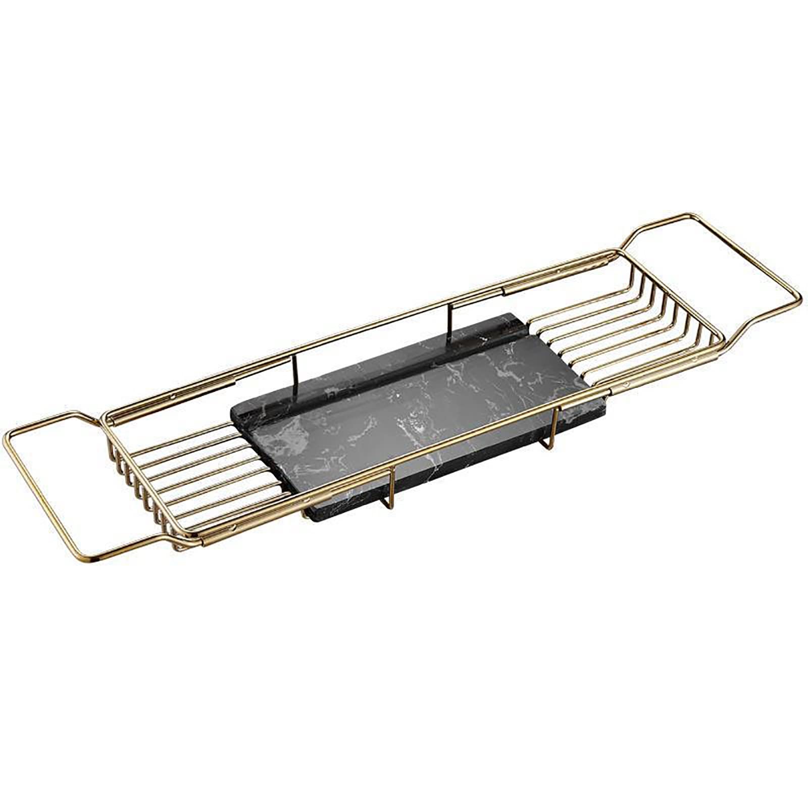 WWBMZ Stainless Steel Bathtub Caddy Tray - Expandable Bath Organizer with Adjustable & Removable Tub Racks - Luxury Gold Shower Accessory for Relaxing Bath Time, Spa Days & Gift Ideas