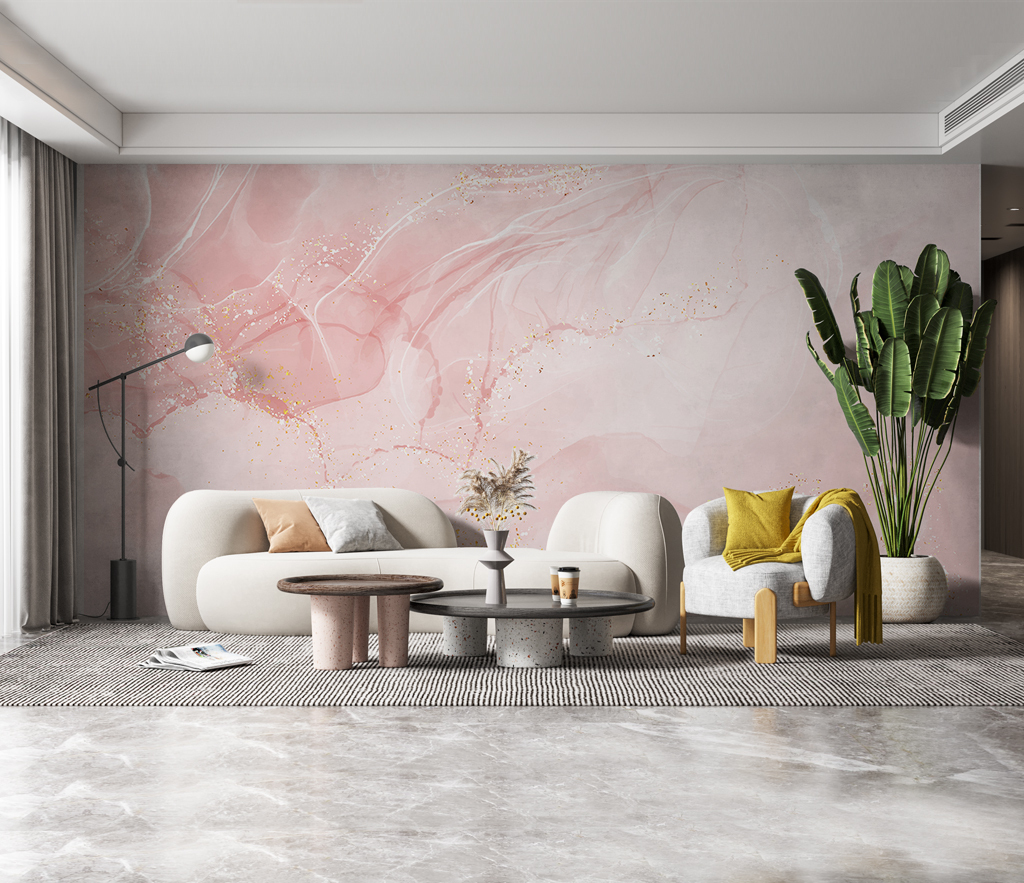Pink Marble Stone Wallpaper Murals - Elegant Peel and Stick Wall Covering for Home Decor, Bedroom, Living Room & Office