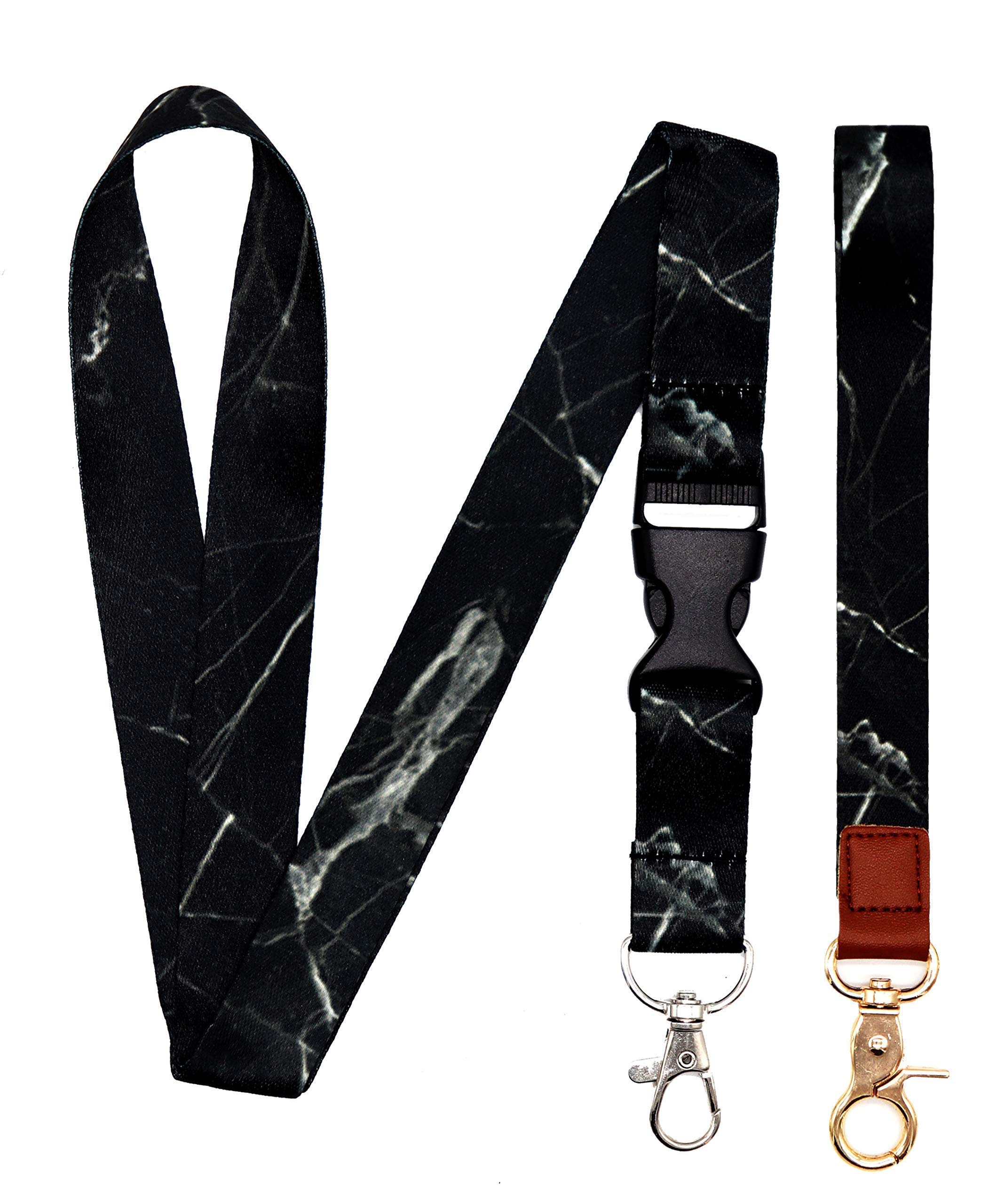 Premium Black Marble Lanyard for ID & Keys - Office & University Use