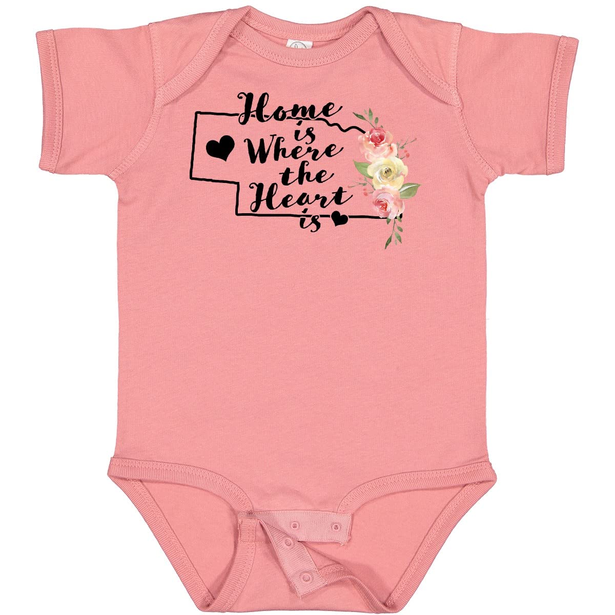 Inktastic Nebraska Home is Where The Heart is Watercolor Baby Bodysuit - Soft Cotton Onesie for Newborns, Infants & Toddlers - Perfect for Family Photos, Holidays & Everyday Wear