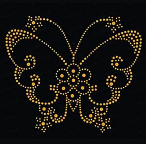 Butterfly 7 Rhinestone Iron-On Transfer for T-Shirts, Hoodies & DIY Crafts - Sparkling Applique for Clothing Customization & Fashion Design