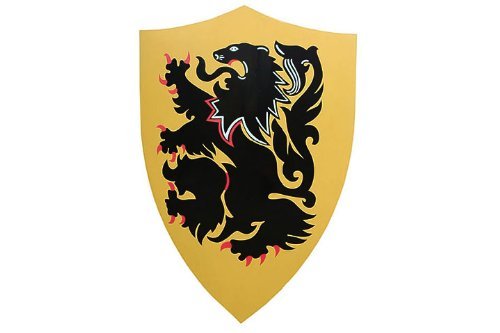 SZCO Supplies Rampant Lion Shield - Medieval Knight Shield for Cosplay, LARP & Home Decor | Durable Wooden Wall Art for Renaissance Fairs & Historical Reenactments
