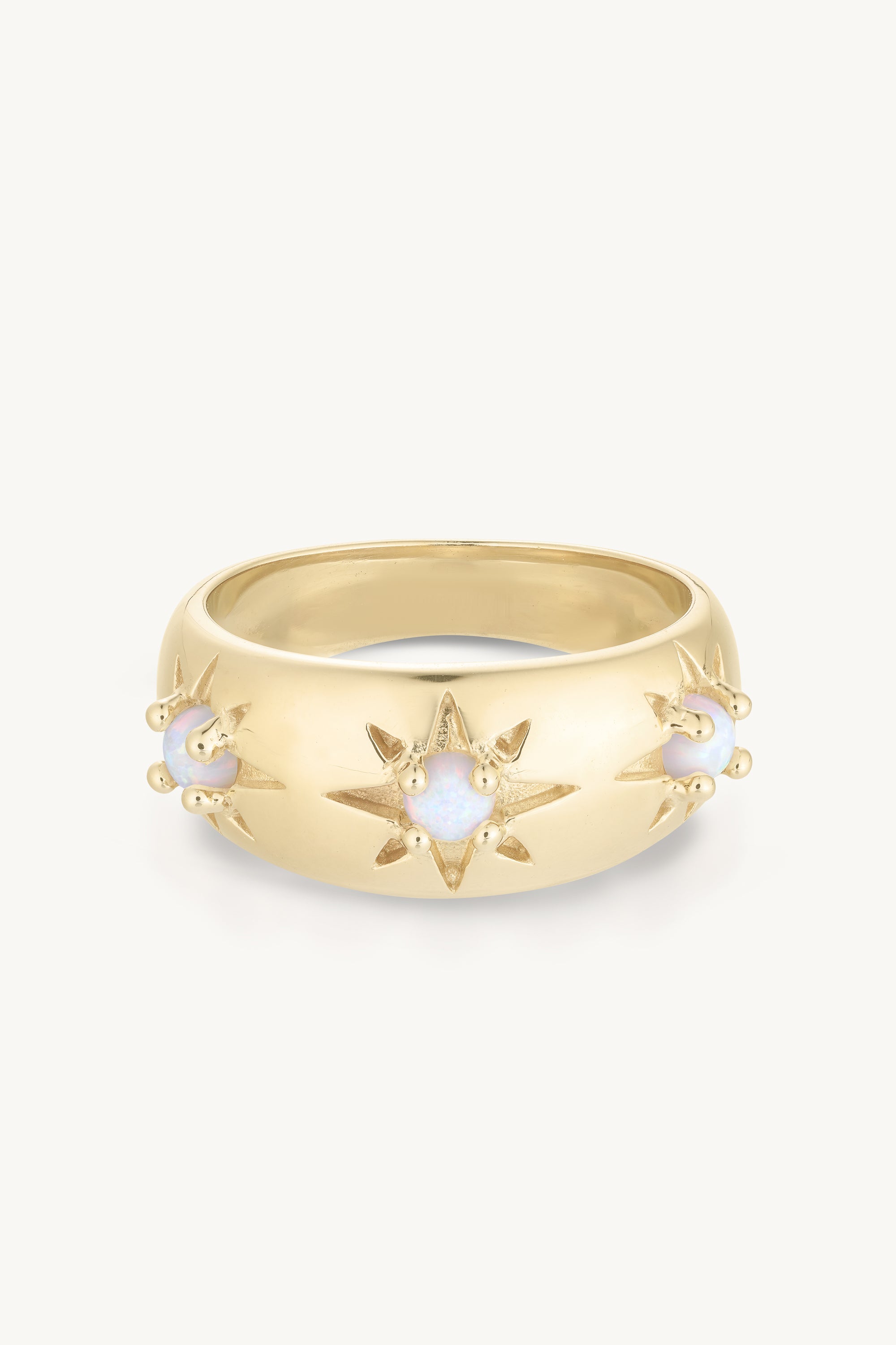 Alina Opal Gold Band Ring - 14K Solid Gold Opal Jewelry for Women - Perfect for Engagement, Wedding & Everyday Wear