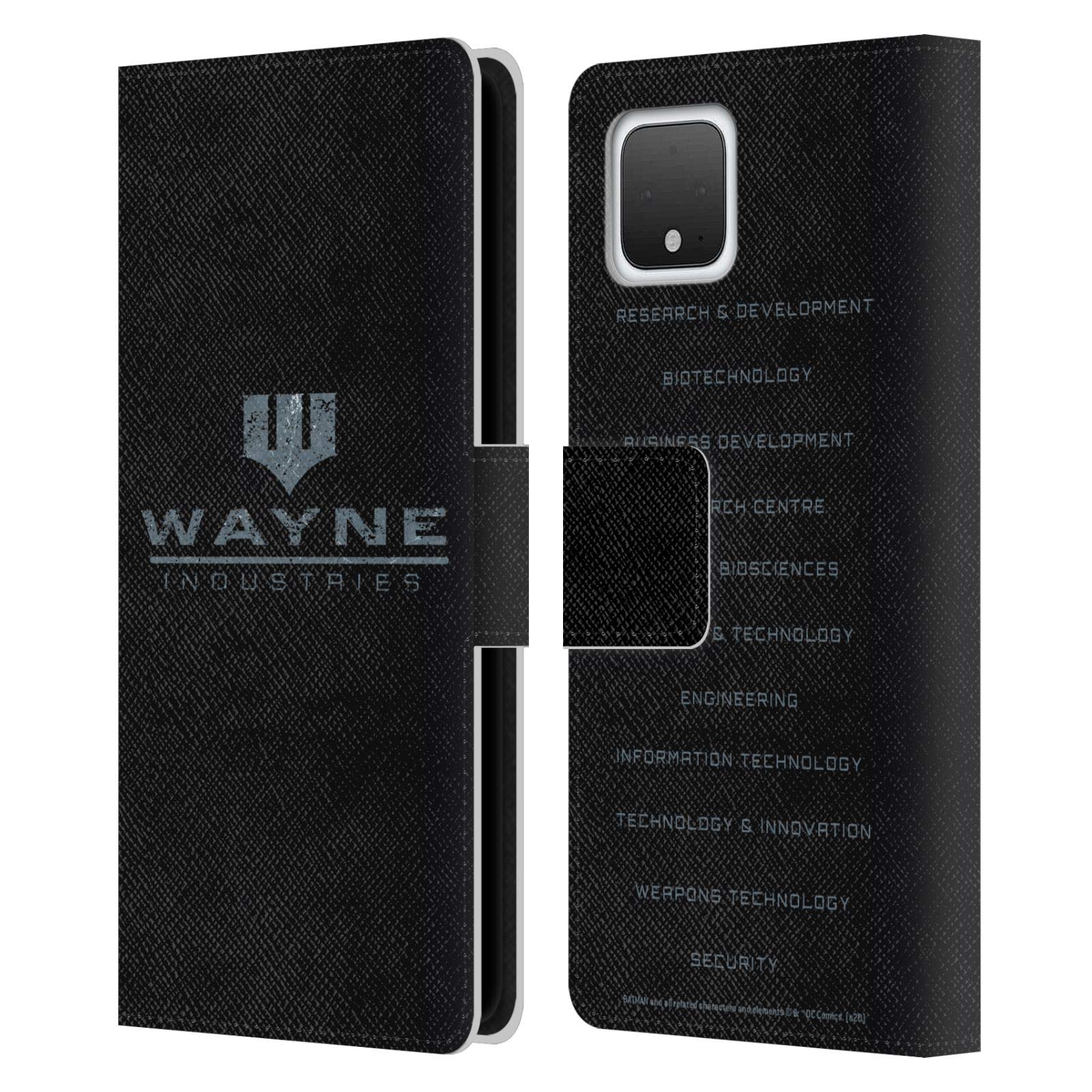 Head Case Designs Batman DC Comics Wayne Industries Logo Duality Leather Book Wallet Case Cover for Google Pixel 4 - Perfect for Work, Travel & Daily Protection