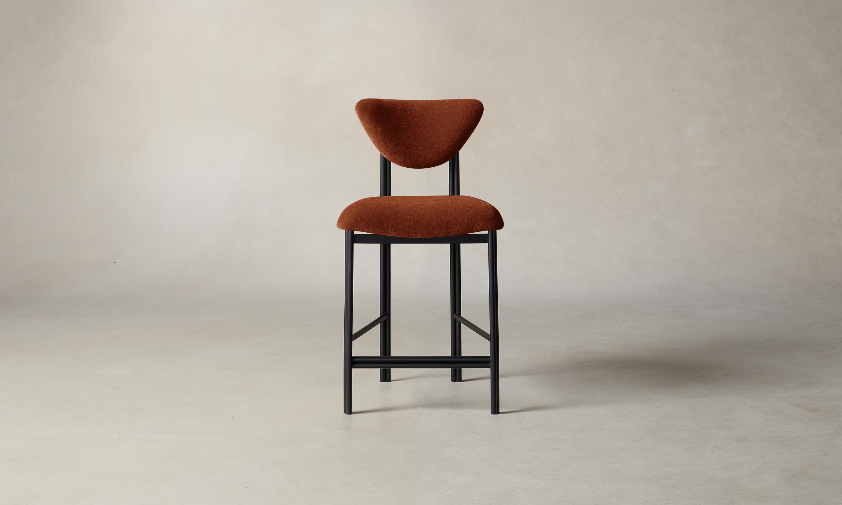 Premium Mohair Spice Counter Stool - Modern Bar Stool with Upholstered Seat & Metal Base - Perfect for Kitchen Islands, Breakfast Bars & Home Decor