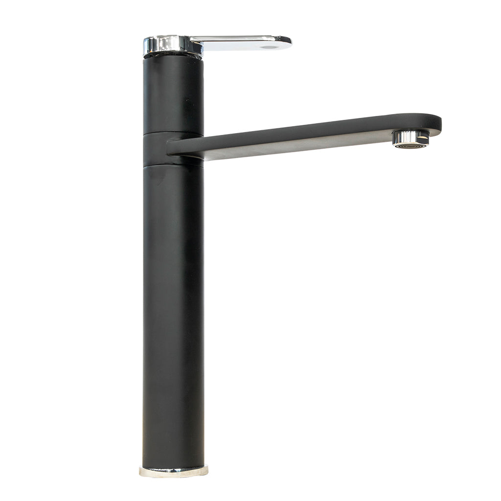 Stainless Steel Flat Mixer Tap - Single Lever Kitchen Sink Faucet with High Arc Spout for Modern Home & Restaurant Use