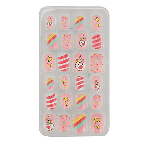 24Pcs Cartoon Press On Nails for Kids - Removable Full Cover False Nails with Fun Designs - DIY Manicure Decorations for Girls - Perfect for Birthday Parties, Playdates & Special Occasions (Style 03)