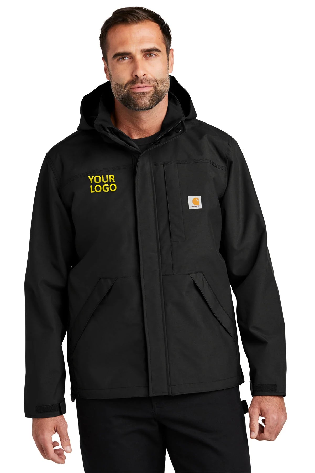 Carhartt Shoreline Waterproof Jacket for Men & Women - Durable Work Jacket with Hood, Windproof & Warm, Black - Perfect for Outdoor Work, Hiking & Winter Activities