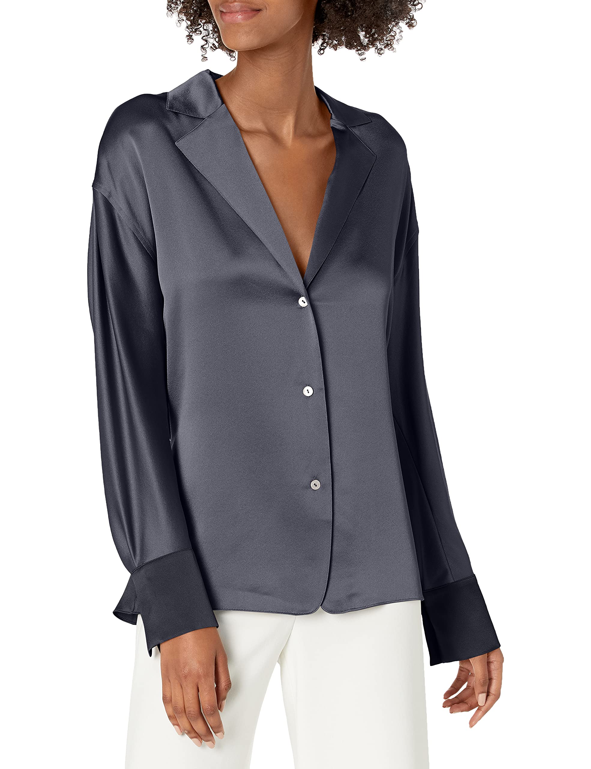 Vince Women's Tie Back Pajama Blouse - Soft Sleepwear & Loungewear Top for Comfortable Nights and Relaxing at Home