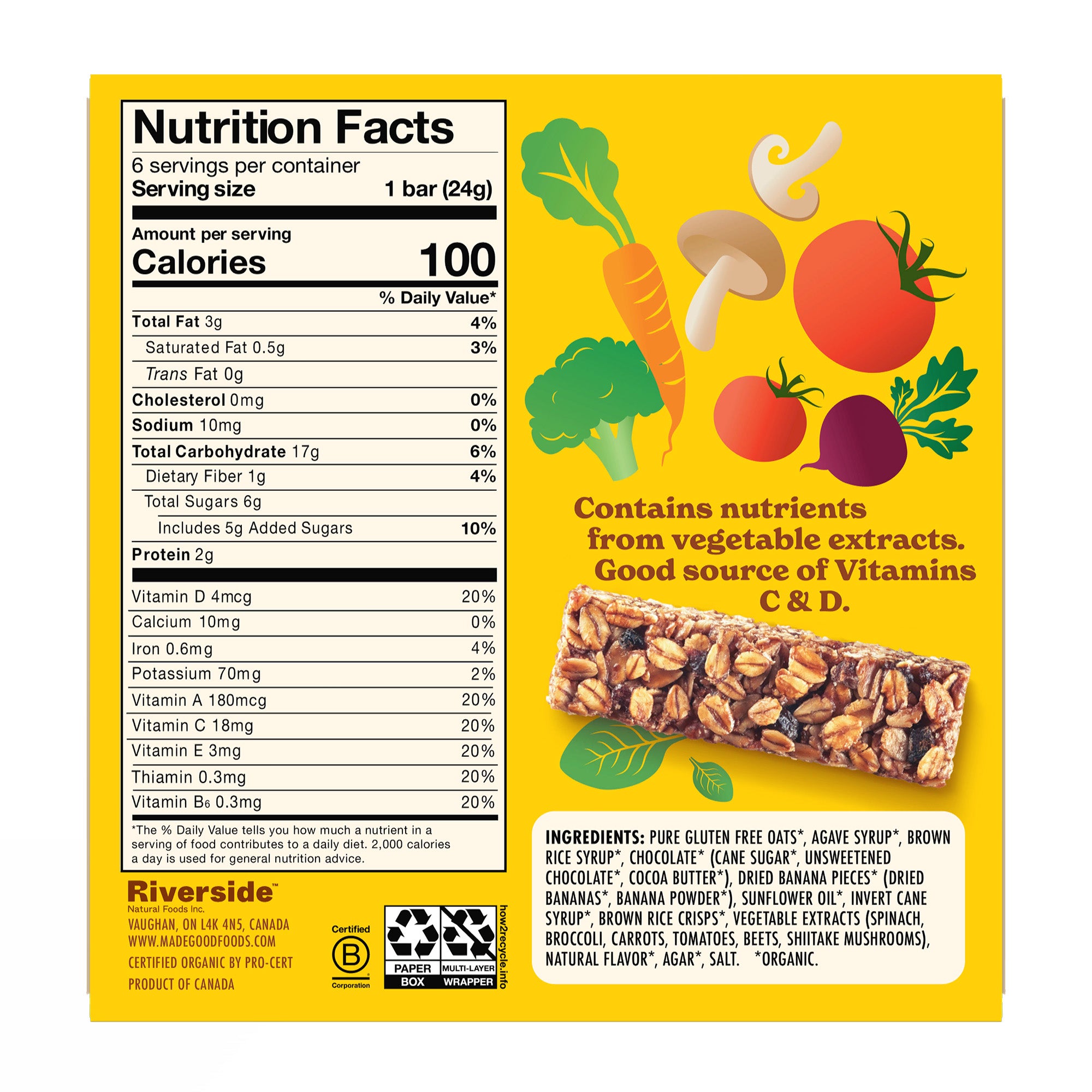MadeGood Organic Chocolate Banana Granola Bars - Healthy Snack for Kids & Adults - Gluten Free, Vegan, Non-GMO - Perfect for Lunchbox, Hiking & On-the-Go Snacking