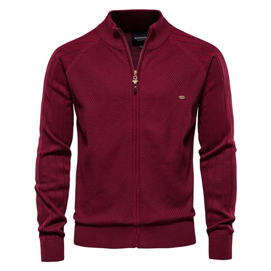 Slim Fit Men's Stand Collar Zipper Jacket - Solid Color Fashion Cardigan Coat for Casual Wear & Outdoor Activities