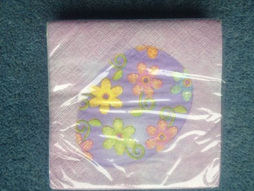 Colorful Springtime Eggs Beverage Paper Napkins - 18 Pack | Easter Party, Brunch, and Holiday Table Decorations