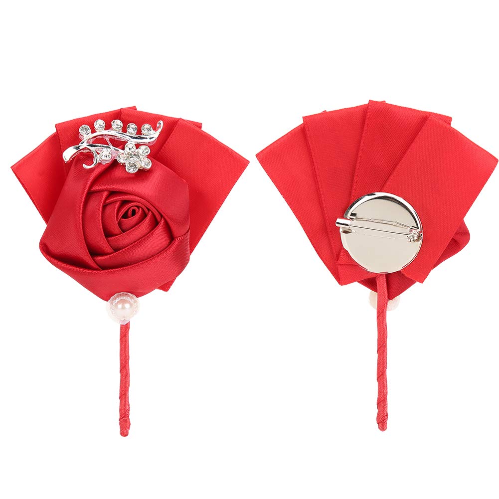 Elegant Wedding Corsage Set of 4 - Delicate Ribbon Floral Pins for Bridesmaids, Bridal Bouquet, Anniversary & Special Occasions - Perfect for Weddings, Prom, Parties & Formal Events