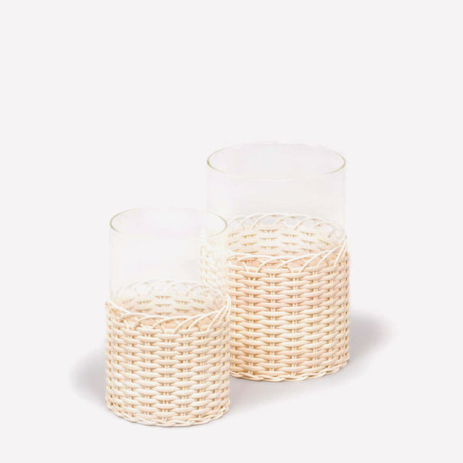Giobagnara Rattan Wideville Candle Holder - Handmade Boho Home Decor for Living Room, Bedroom, or Outdoor Patio