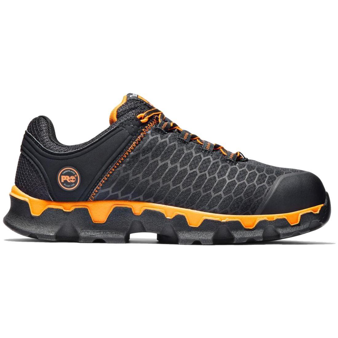 Powertrain Sport Alloy Toe Work Shoes for Men - Black & Orange Safety Shoes - Lightweight & Durable for Construction, Warehouse & Industrial Work
