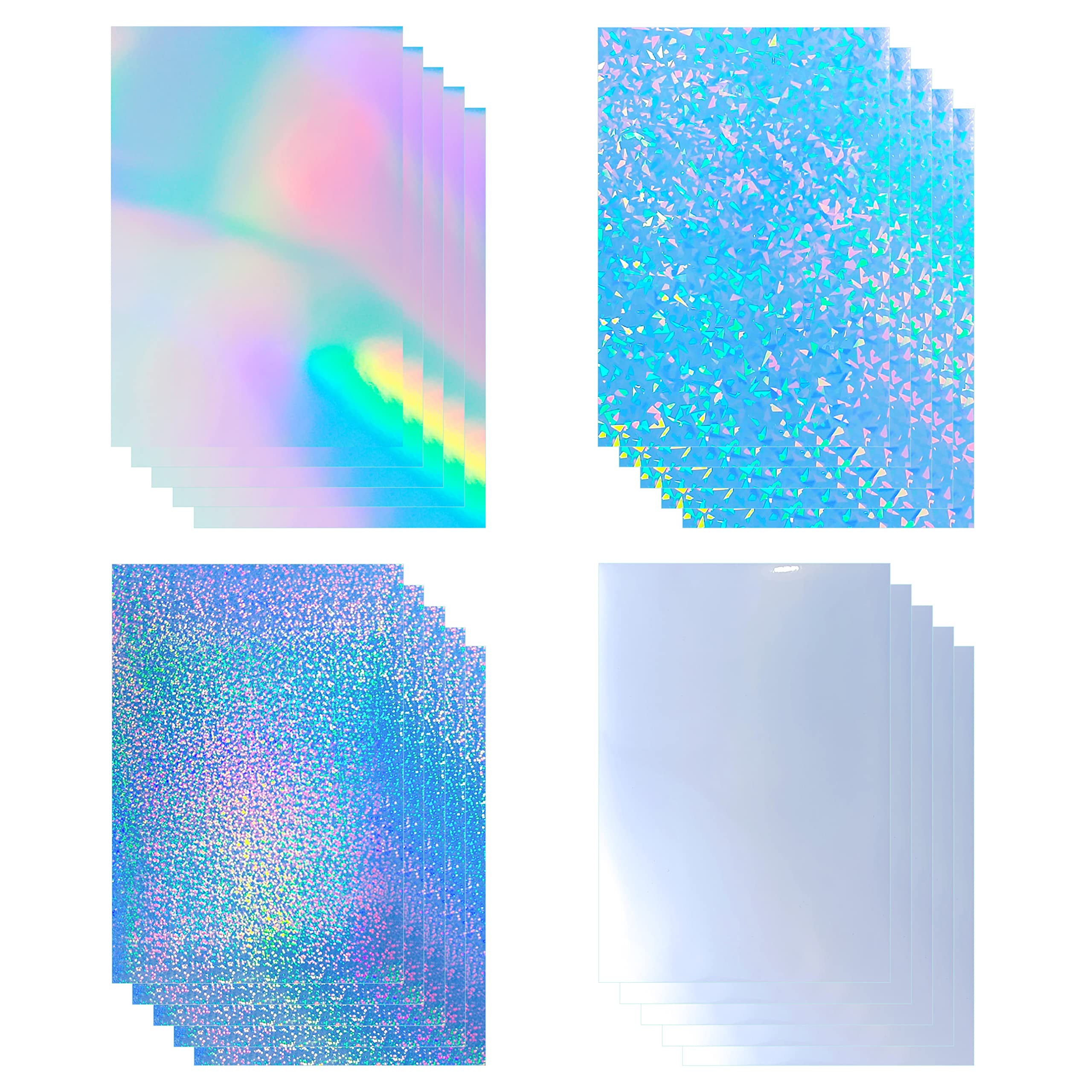 20 Sheets Holographic Printable Sticker Paper 8.5x11 Inch - Waterproof Vinyl Sticker Sheets for Inkjet/Laser Printer - Rainbow Labels for DIY Crafts, Scrapbooking & Gift Wrapping