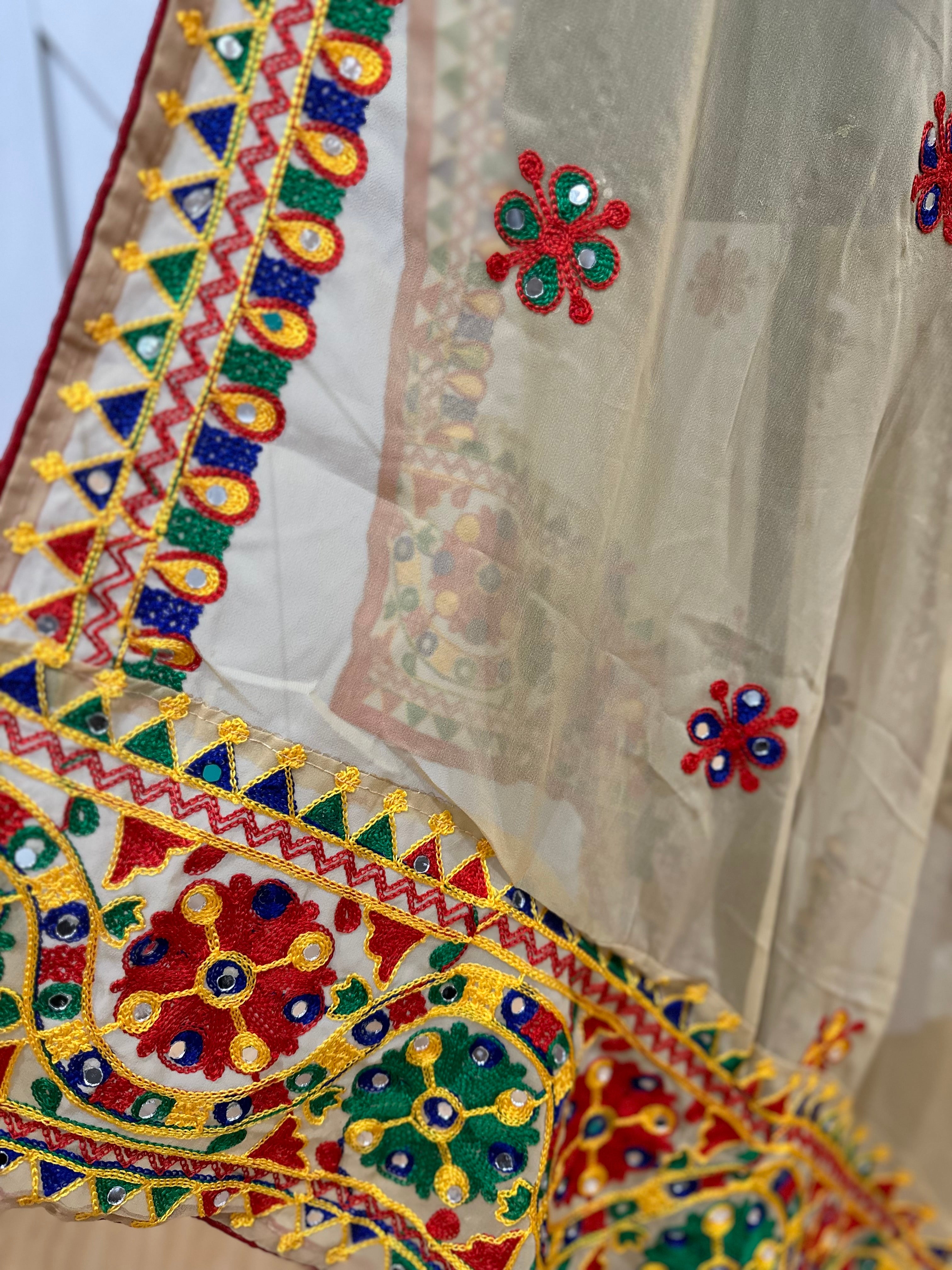 Navaratri Dupatta - Elegant Beige Scarf for Women | Perfect for Festivals, Weddings & Traditional Outfits | Lightweight & Stylish Accessory
