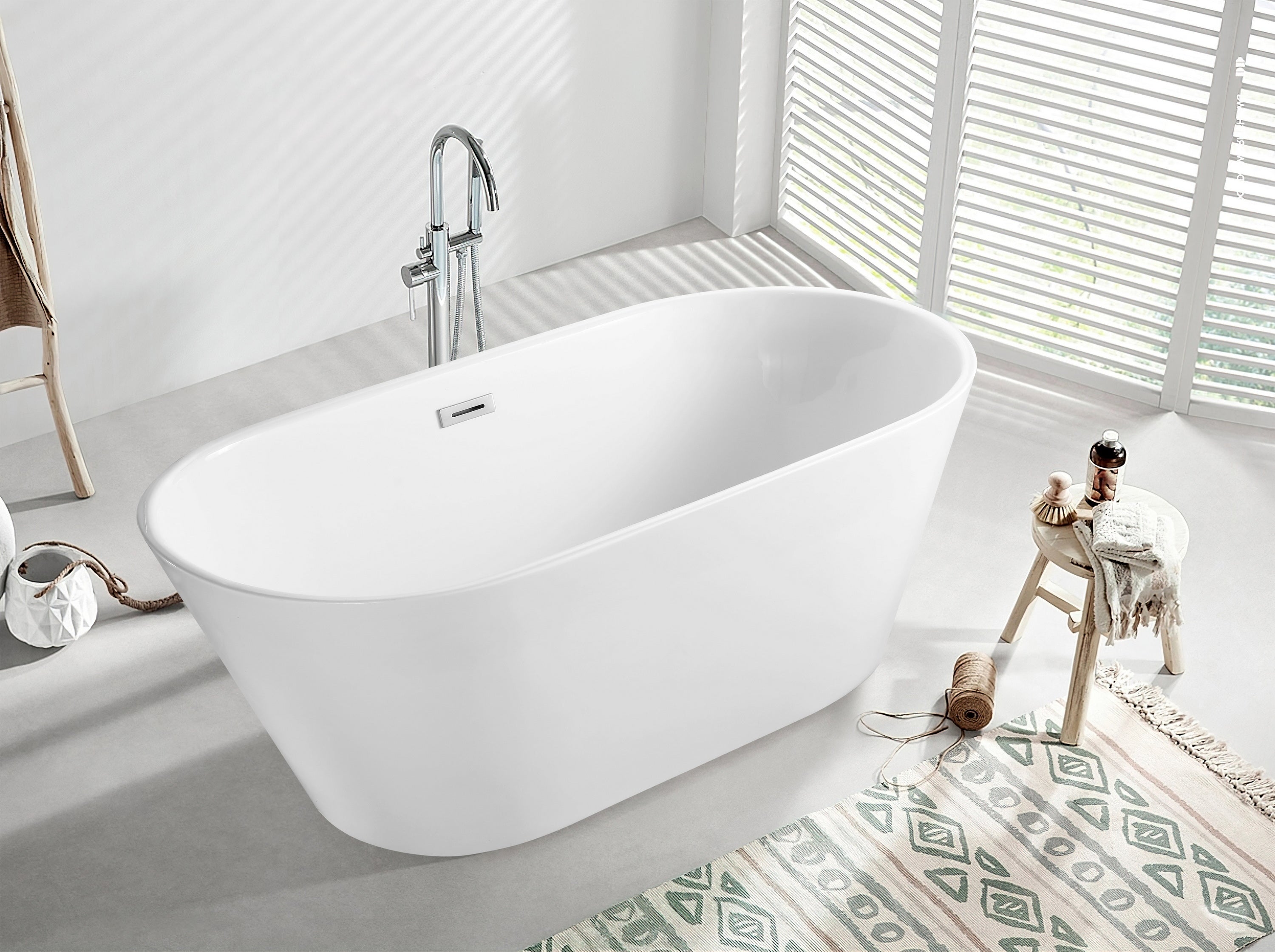 67 Inch Freestanding Bathtub - Modern Acrylic Soaking Tub with Non-Slip Surface | Perfect for Spa Bathroom, Luxury Home, and Relaxation Retreat