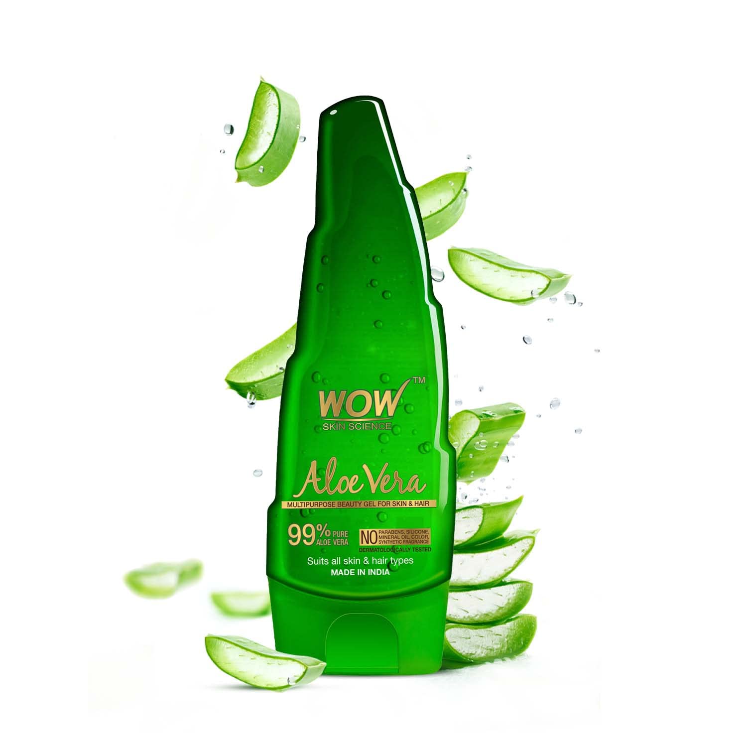 WOW Skin Science Aloe Vera Gel for Face, Body & Hair Care - 250ml Hydrating Moisturizer for Dry Skin, Sunburn Relief & Hair Conditioning - Perfect for Daily Skincare Routine & Post-Sun Care