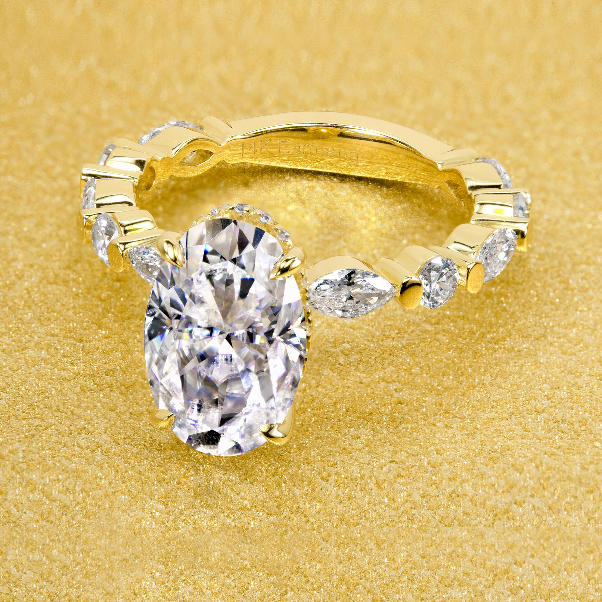 3ct Elongated Oval Cut Moissanite Hidden Halo Eternity Floating Ring - Elegant Engagement Wedding Band for Women - Perfect for Proposals, Anniversaries & Special Occasions