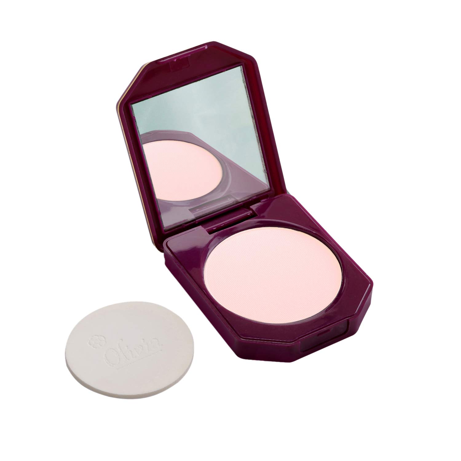 Olivia Powder Compact 01 - 15g Refillable Makeup Mirror Compact with Puff | Portable Touch-Up for On-The-Go | Perfect for Travel, Office & Evening Out