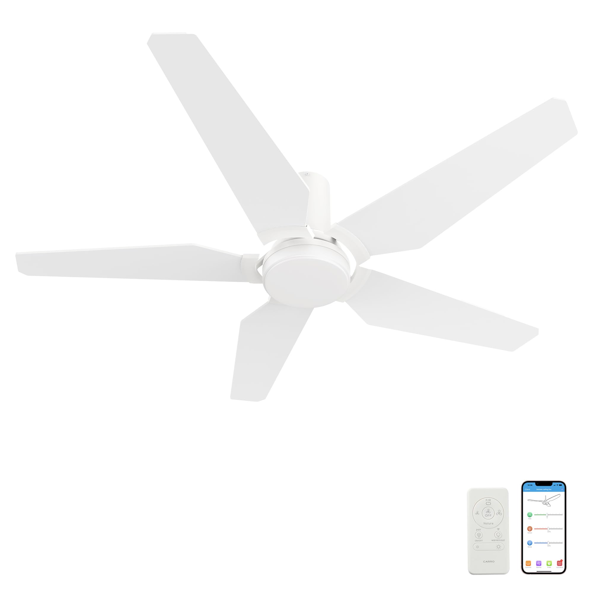 SMAAIR 52 Inch Smart Ceiling Fan with Lights - Remote Control, Dimmable LED Light Kit, Works with Alexa/Google Assistant/Siri Shortcut & Mobile App - Indoor/Outdoor Use for Bedroom, Living Room, Patio (White)