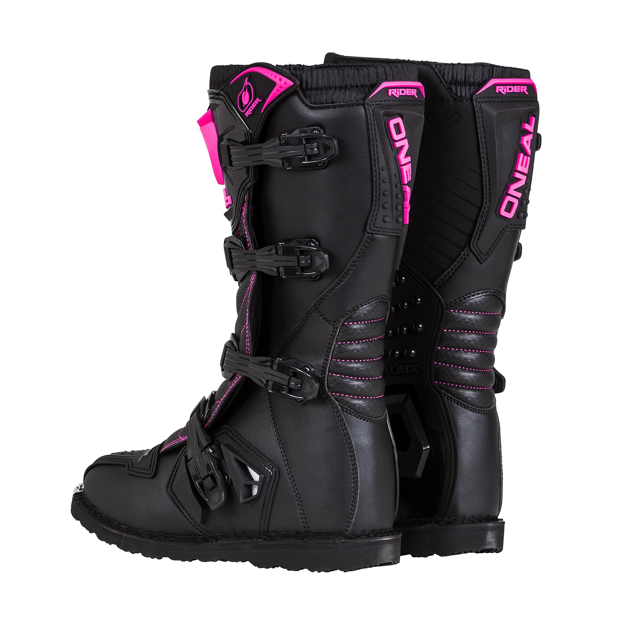 O'Neal Girls Rider Boots - Black & Pink Motorcycle Boots for Kids Size 12 | Durable & Stylish for Riding, Outdoor Adventures & Casual Wear