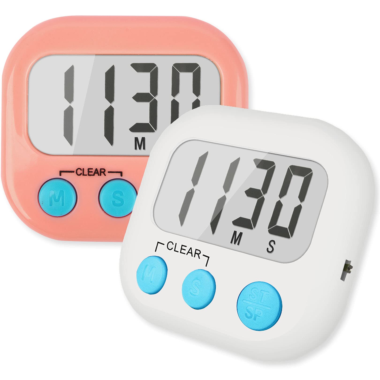 2 Pack Digital Classroom Timer for Teachers & Kids - Countdown Timer with Loud Alarm (Pink & White) - Perfect for School, Homework, Study Sessions & Time Management Activities