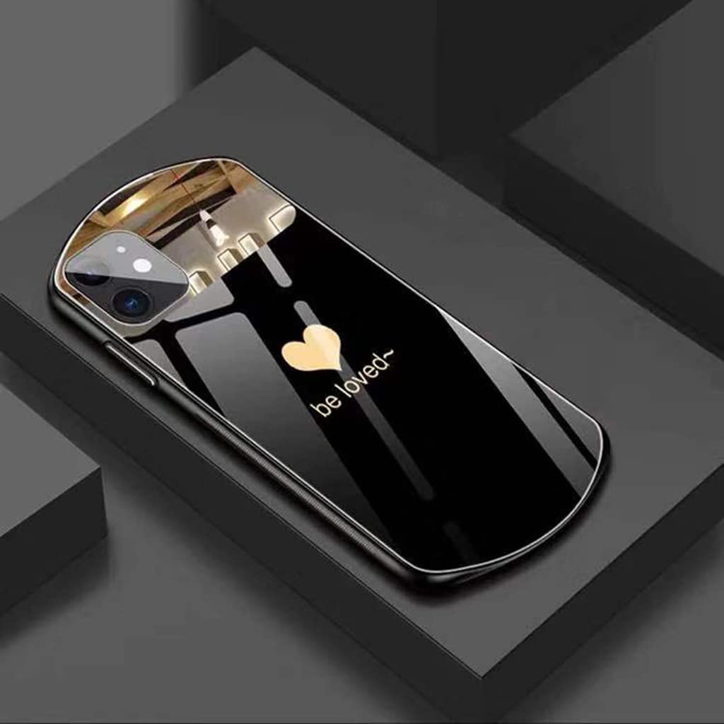 Luxury Heart-Shaped Tempered Glass Phone Case for iPhone 12/11/Pro Max/XS Max/XR/X/SE/8/7 Plus - Mirror Silicone Protective Cover - Perfect for Valentine's Gifts, Everyday Use & Fashion Accessories