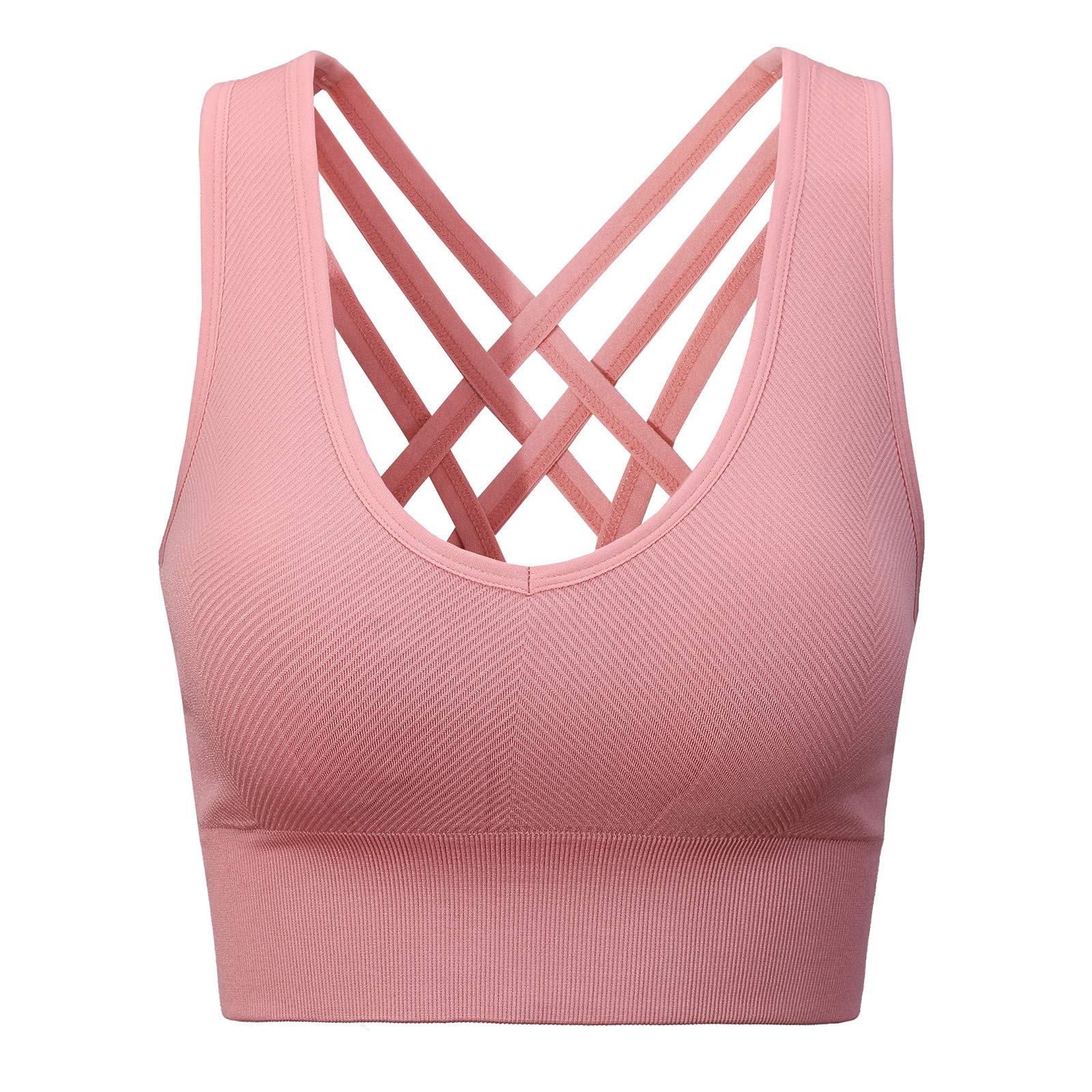 ilishop Women's Cross Back Sports Bra with Removable Pads - Strappy Workout Top for Running, Yoga, Gym & Fitness - Breathable & Supportive Activewear for High-Intensity Exercise