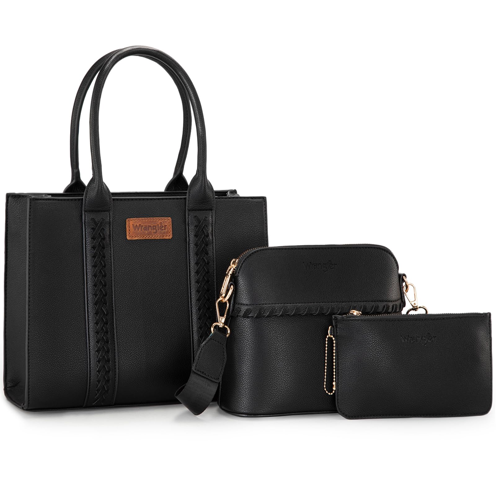 Wrangler 3-Piece Women's Purse Set - Tote Bag & Crossbody Handbag with Adjustable Strap | Perfect for Work, Travel & Everyday Use