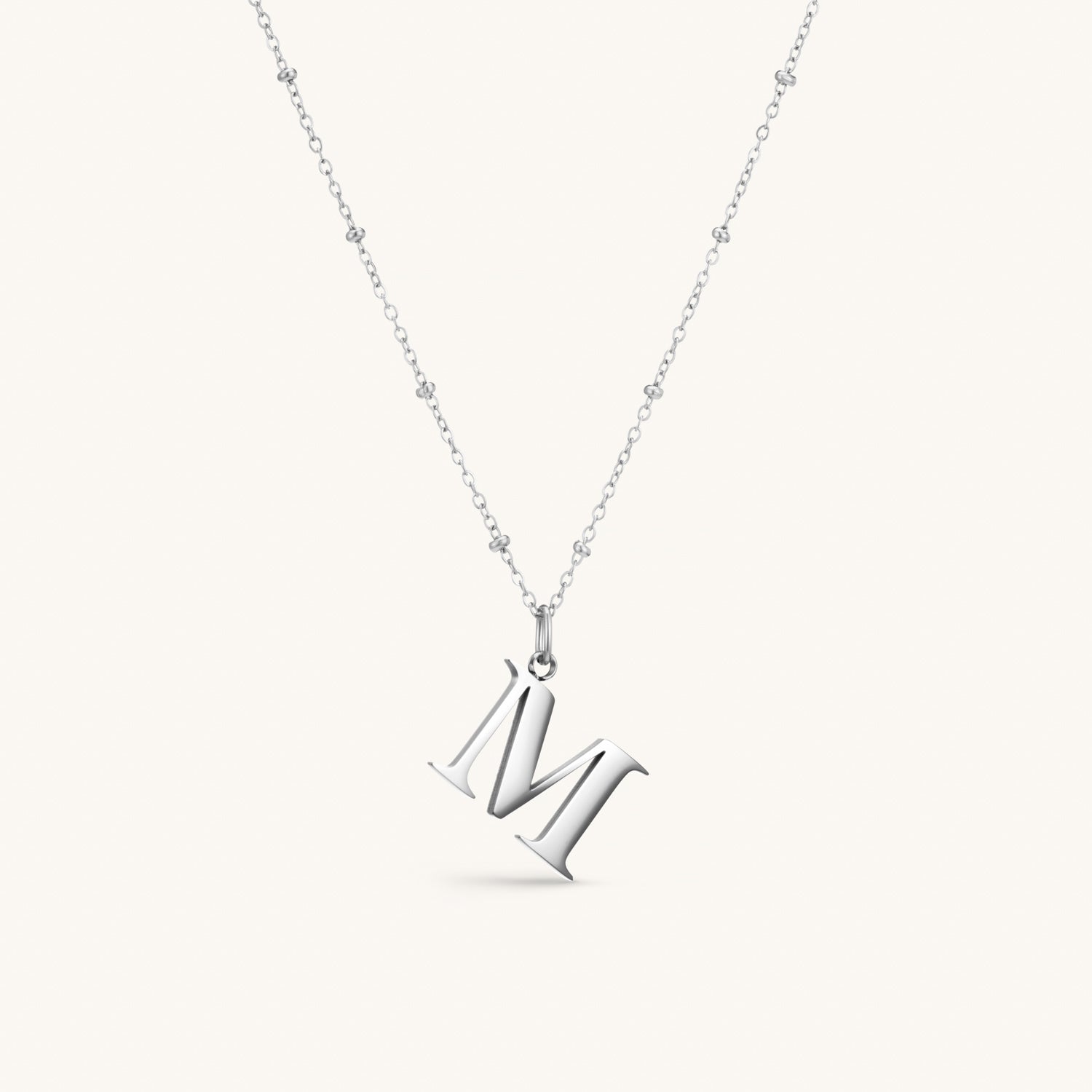 M Initial Pendant Necklace in Sterling Silver - Elegant Personalized Jewelry Gift for Women, Birthday, Anniversary & Special Occasions