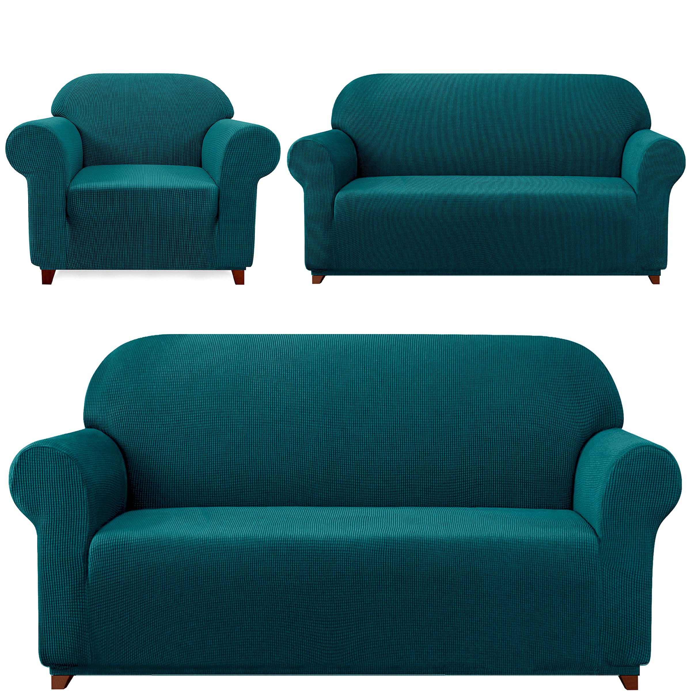 SUBRTEX Stretch Sofa Cover - Elastic Slipcover for Couch, Loveseat & Armchair - Washable Furniture Protector for Living Room (Turquoise) | Perfect for Home Decor, Pet Protection & Spill Prevention