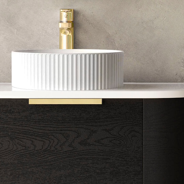 Marlo 16-Inch Round Above Counter Bathroom Sink - Matte White Porcelain Vessel Basin for Modern Vanity & Powder Room Decor